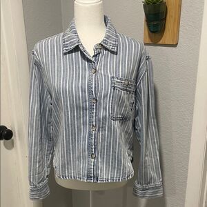 Scotch & Soda Amsterdam 100% Cotton Blue White Denim Shirt Jacket Size Small